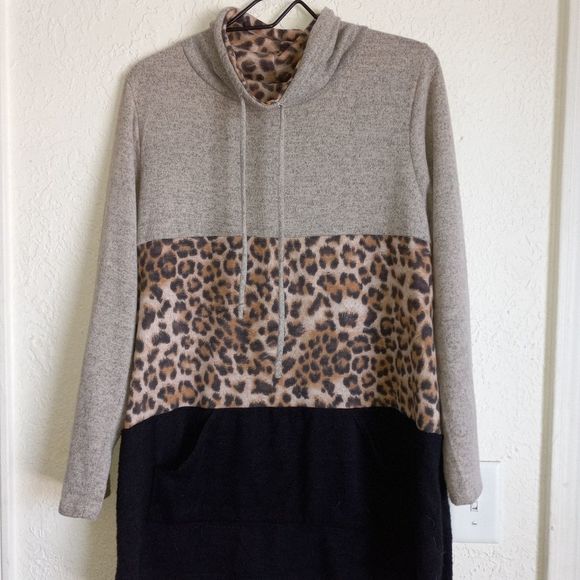 Now N Forever Sweaters - Now N Forever Plus Size Leopard Print Blouse/Sweater